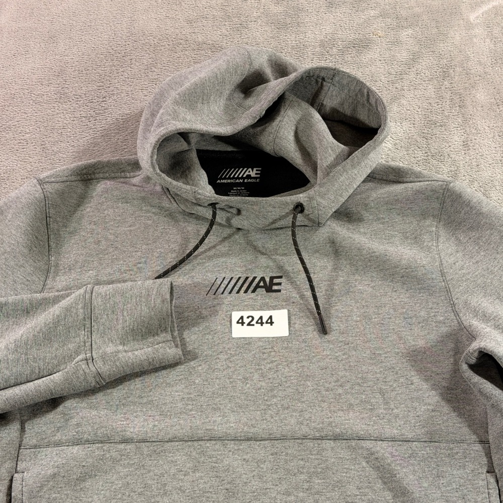 American Eagle Hoodie Men M Gray Pullover Activewear 0193-1487